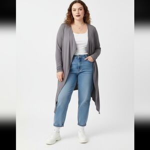 NWT Gray Slashed Back Cardigan Sz XL